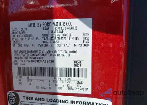 2014 Ford F-150 Svt Raptor z USA, uszkodzony, nr VIN 1FTFW1R69EFA82420